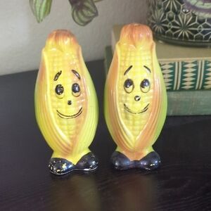Anthropomorphic Corn Cob Salt and Pepper Shakers